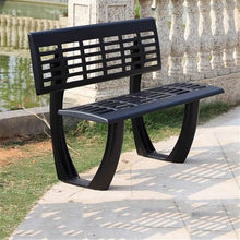 GRFIT Outdoor Bench with Park Backrest, Cast Aluminium Garden Chair, Outdoor Seat for Garden with Black Lacquer Garden Bench (Medium)