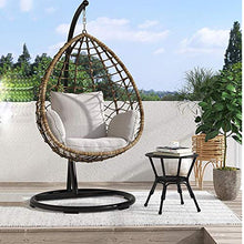HAIZHEN Side End Table Glass Top Side Table, Patio Rattan Round End Table with Storage, Outdoor Garden Patio Furniture End Table, Black for Living Room Bedroom