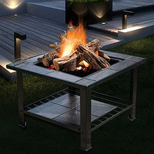 Outdoor Fire Pit Wood Burning Square Metal Fireplace with Spark Screen Cover, Poker, Cover, Barbecue Picnic Camping Camp Fire Backyard (Color : Kit-2) (Kit 3)