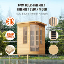 VEVOR 2 Person Far Infrared Hemlock Wood Sauna Brown