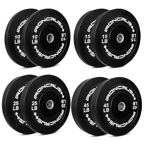 Iron Crush Olympic Bumper Plate Sets - Premium Virgin Rubber Weights for Strength Training - Compatible with 2" Barbells 190LB