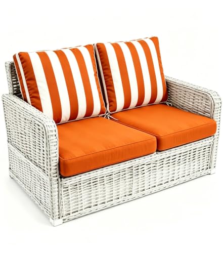 Cafusesdd Cafusedd Cushions for Garden Furniture, 2-Piece Set (1 Seat + 1 Back), Weather-Proof Replacement Cushion, Patio Cushion for Outdoor Chair(Orange,19x19''/6-Set)