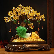 Office desk decor Crystal Wealth Tree Feng Shui Decoration, Imitation Jade Four Seasons Fortune Jade Cabbage Ornament, Lucky Money Toad Crystal Tree, Home Decor Desk Decoration Desk decorations(Large)