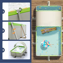 Metal Frame Swimming Pool Summer Rectangular Above Ground Pools Folding Pool with Shed Roof Outdoor Lounge Pool for Adults (2.6m)