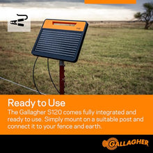 Gallagher S120 Lithium Solar Fence Charger | 1.2 Joule Energizer Powers Up to 35 Miles or 120 Acres | Solar Lithium Iron Phosphate Battery | Adaptive Power Control | Portable and Weather Resistant