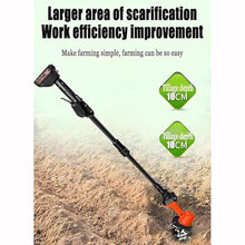 Electric Small Rotavator, Cordless Electric Garden Tiller, with Mini Digging Hoe & Telescopic Pole, 10cm Tilling Width, 10cm Working Depth, for Soil Preparation, Weeding