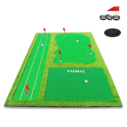 YUNIC Golf Putting Green Premium Nylon Training Mat Green