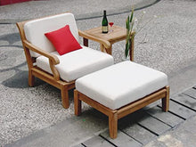 WholesaleTeak Sack 3 Pc Lounge Chair Set: Lounge Chair, Ottoman & Side Table with Cushions in Sunbrella Fabric #57003 Canvas White #12SK3