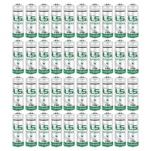 LZCVGTH (40-Pack) LS17500 A 3.6-Volt 3600mAh Lithium Battery LS 17500 for CNC Water Meters Frequency Converters