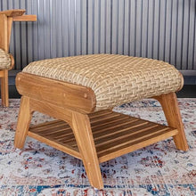 Cambridge Casual Camden Teak Outdoor Ottoman Beige – Quick-Dry Cushion, Padded Woven Seat, Rustic Wicker Accent, Water-Resistant Patio Cover, All-Weather Footrest for Porch, Deck, or Garden