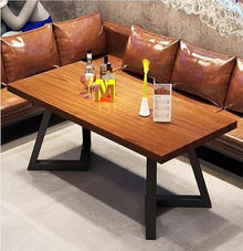 JOSOGO Camping Wind bar Solid Wood Tables and Chairs Qing bar Industrial Wind Booth Sofa Barbecue Cafe Bistro Sofa(1 Table with 2 Chairs)