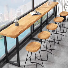 DESALAI Industrial Bar Counter Table,Solid Wood Top Table Long Narrow Table,Rectangular Height Pub Rustic Table,Live Edge Kitchen Dining Table,No Stool(78.7", Brown)