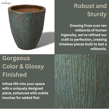 Emissary 21in Teal Stoneware Round Planter