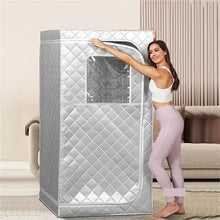 POGHDBXA Sauna Accessories, Movable Sauna Tent Full Body Steam Set Large Pot One Person Spa with Time Temperature Remote Control(Gray)