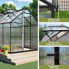Sylviera Heavy Duty Outdoor Greenhouse with PC Panels, 8x14FT Black