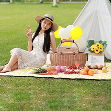 ZYBB Picnic Basket Wicker with Cutlery Picnic Mat for 2 People Large Picnic Baskets with Storage Compartment 53x28x22cm