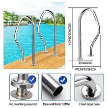 304 Stainless Steel Pool Rail, Swimming Pool Hand Rail for Inground Pool Pool Handrail, Swimming Pool Stair Rail, Silver Rustproof Pool Handrail 276LBS Load Capacity