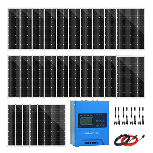Giosolar 3000W 3KW Solar Panel Kit 48V Home Off Grid System with High Efficiency LCD MPPT Controller, for Home Cabin Boat Marine Shed Farm Green House (25x120W Solar Panel)