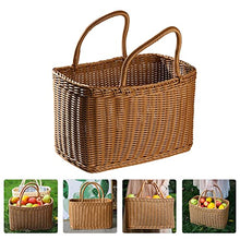 Picnic Baskets Storage Baskets Bag Picnic Rattan Flower Beach with Handle Straw Market Fruit Tote for Hand Shopping，