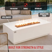 AMS 66" Rectangular Propane Fire Pit Table for Outdoor Patio, Cream White