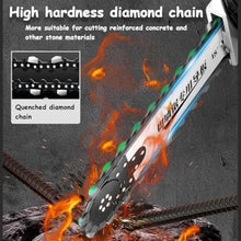GEOTPVH Electric Cordless Brushless Chainsaw Kit with Water Fed Dust Control, 2 Guide Bars and Chains for Granite, Reinforced Concrete, Stone, Masonry Cutting, Depth35cm, Depth35cm