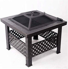 Garden Fire Pit Portable Grill Barbecue Rack Outdoor Fire Pits Wood Burning Table Backyard, Terrace, Patio, Camping - includes Mesh Spark Screen Top, Waterproof Cover for Camping