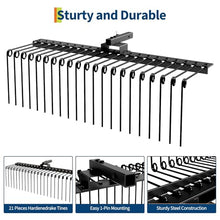 Garvee 48 Inch Durable Pine Straw Rake Steel Spring Landscape Rake Fits 2" Receiver for Lawn Tractors or ATV/UTV, Black