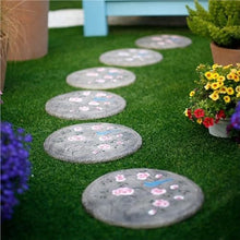 Outdoor Stepping Stones Garden 6 Pack Round Shape Paver Step Stones 13.8 Inch Flower Decorative Artificial Stone for Yard, Patio, Garden, Walk Way, Pathway, Sidewalk Landscaping(A)
