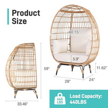 OTSUN Egg Chair Set of 2 Oversized Wicker Basket Lounger with 4 Cushions 440lb Capacity Ivory