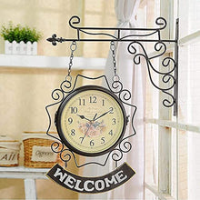 saditesdk Wall Clock, Outdoor Clock Garden Clocks, Double Sided Outdoor Wall Clock Retro Outdoor Clocks Battery Operated Silent，