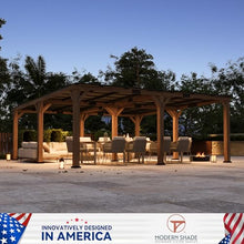 Modern Shade Wood Grill Gazebo 20' x 20' with Sloped Galvanized Steel Roof