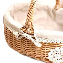 FENOKD Picnic Baskets Picnic Fruit Basket with Lid, Storage Box, Snack Tea Basket, Storage Basket and Cloth，