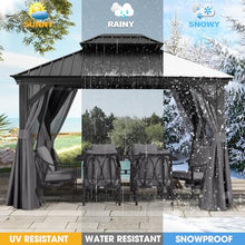 ABCCANOPY Hardtop Gazebo 10x12 Outdoor Metal Pavilion with Netting and Curtain Dark Gray