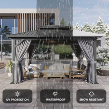 Aoxun Gazebo 10x14 Hardtop Gazebo with Double Galvanized Steel Roof, Gray