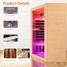 2-3 Person Corner Infrared Sauna Cabin 2180W Home Dry Steam Sauna with Colorful Lights and Bluetooth Speaker, Low Electromagnetic Radiation Canadian Hemlock Wood Dimensions 47.2 x 47.2 x 74.8 inches