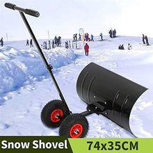 Snow Shovel Outdoor Snow Shovels with Adjustable Height Hand |Rolling Snow Plough with Wheels for Road Snow Removal Tools Snow Pusher