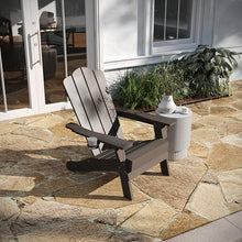 Taylor & Logan Nellis Adirondack Chair with Cup Holder, Weather Resistant HDPE Adirondack Chair in Brown, Set of 4