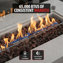 AMS 60" Rectangular Concrete Natural Gas Fire Pit Table Bundle (Light Gray)