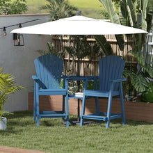 FOOWIN Tall Adirondack Chairs Set of 4 Recycled Poly Patio Stools with Tray Navy Blue