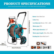 Hose Reel Cart Garden Hose Reels for Outside with Wheels Mobile Garden Hose Cart, Professional Garden Hose Reels, Household Water Pipe Storage Rack, Easy to Install (Color : Blue, Size : Hose Cart+3