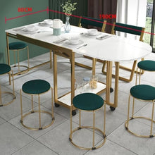 FURUIM2024M Dining Table Small Dining Table, Foldable, Sideboard Cabinet, Household Mobile Dining Cabinet, Storage Rack (4 Round Stools) Table and Chairs Dining