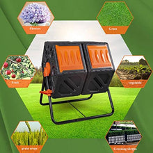 Outdoor Dual Chamber Compost Bin, 31 Gallon Rotating Composter Tumbling with 2 Sliding Doors and Aeration System, Garden Compost Tumbler, BPA Free (Color : Orange) (White)