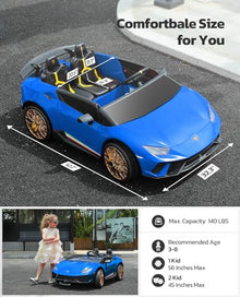 ELEMARA 2-Seater Kids Lamborghini Electric Car with Remote Control Blue