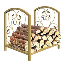 EliteBloom Firewood Rack Small Log Rack Firewood Storage Holder, Gold Indoor Lumber Storage Organizer, Modern Metal Portable Fireplace Fireside Kindling Logs Stand