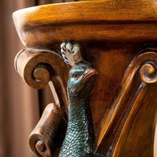 Hassyee Ornate Peacock Pedestal Plant Stand, 32.7" European Classical Resin Column Sculpture, Decorative Flower Pot Holder Display Stand, Vintage Indoor Decor for Living Room, Entryway, Foyer (Brown)