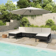 MNISDFL 6 Piece Patio Lounge Set with Cushions PE Rattan Black