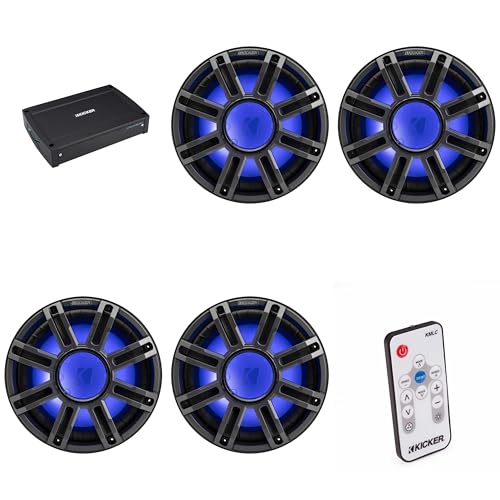 KICKER MWF 12-Inch Premium Marine Subwoofer & 51KXMA15001 Marine Amp Bundle