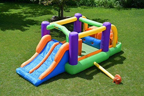 Bounceland Bounce House Inflatable Bouncer Obstacle Pro-Racer Combo Slides Orange/Purple/Yellow