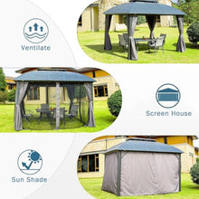 10'X12' Outdoor Gazebo with Aluminum: Galvanized Steel Roof, Curtains. for Garden, Lawn, Poolside. Easy Assembly for Comfort. Aluminum Frame. Double Roof Weather Resistance. Curtains and Netting