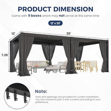 12' x 20' Pergola with Adjustable louvered Roof and Aluminum Frame